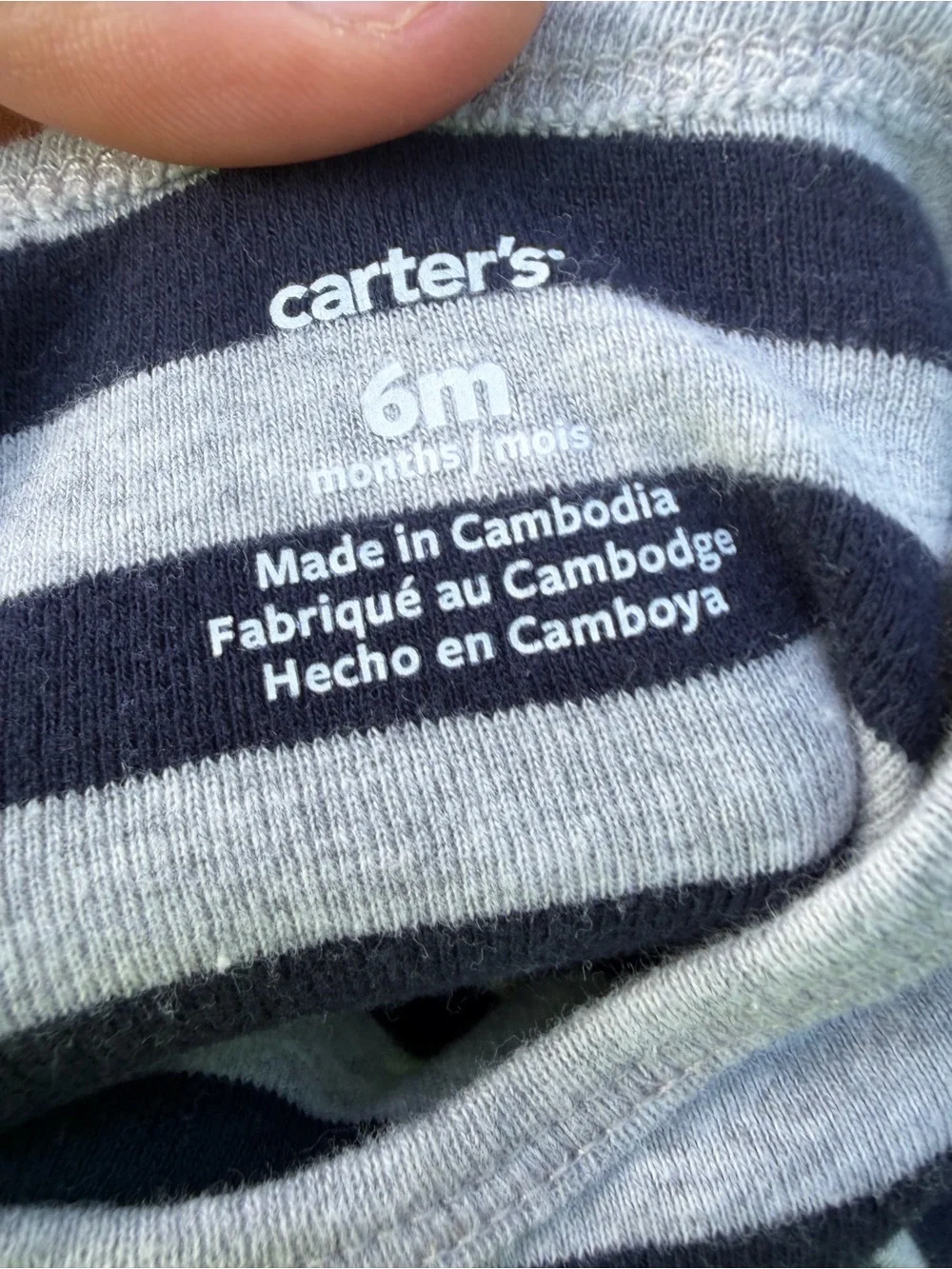 Carter's Navy and Gray Striped Short-Sleeve Baby Bodysuit